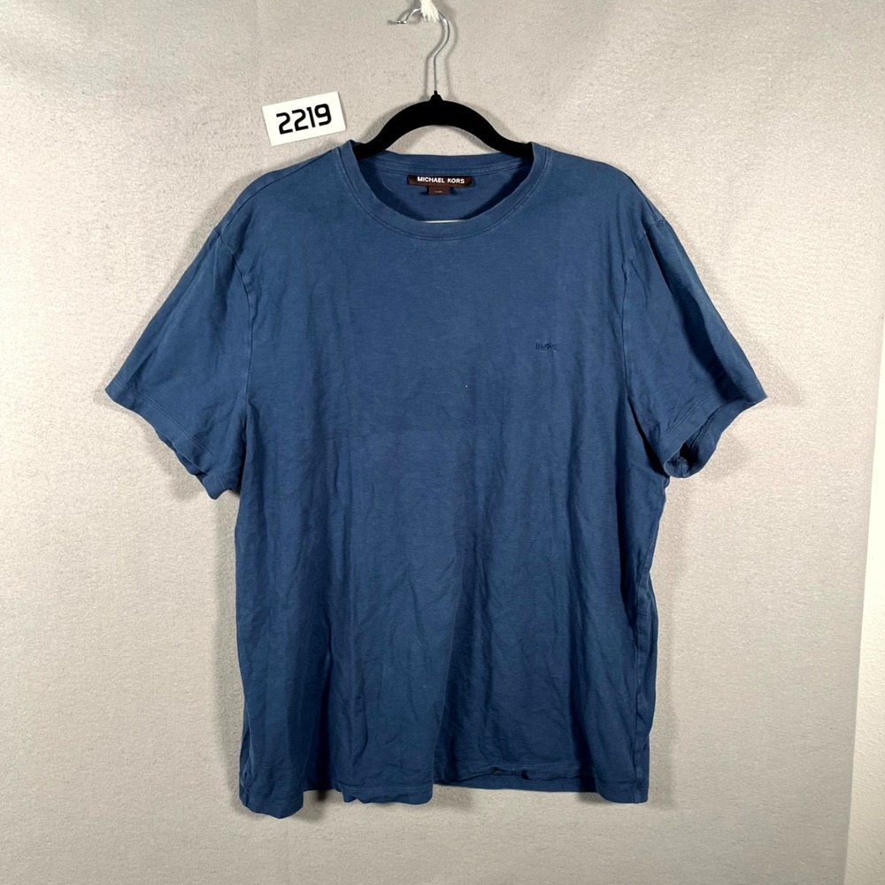 Michael Kors T Shirt Mens XL Navy Blue Embroidered Logo Crew‎ Neck Streetwear
